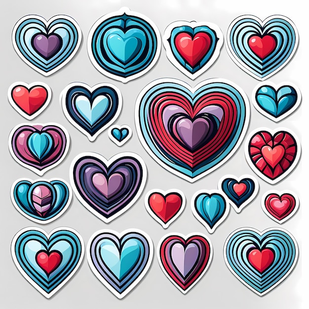 heart shaped stickers 3d hearts with different designs