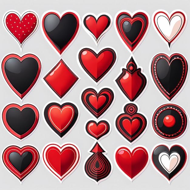 heart shaped stickers 3d hearts with different designs