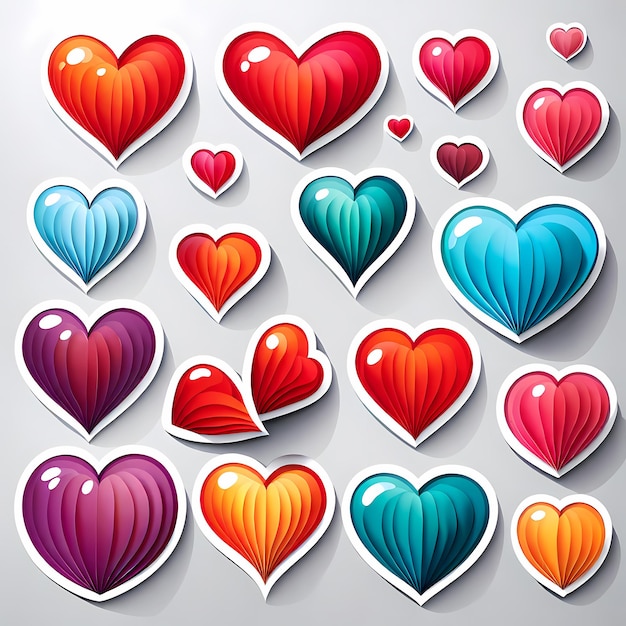 heart shaped stickers 3d hearts with different designs