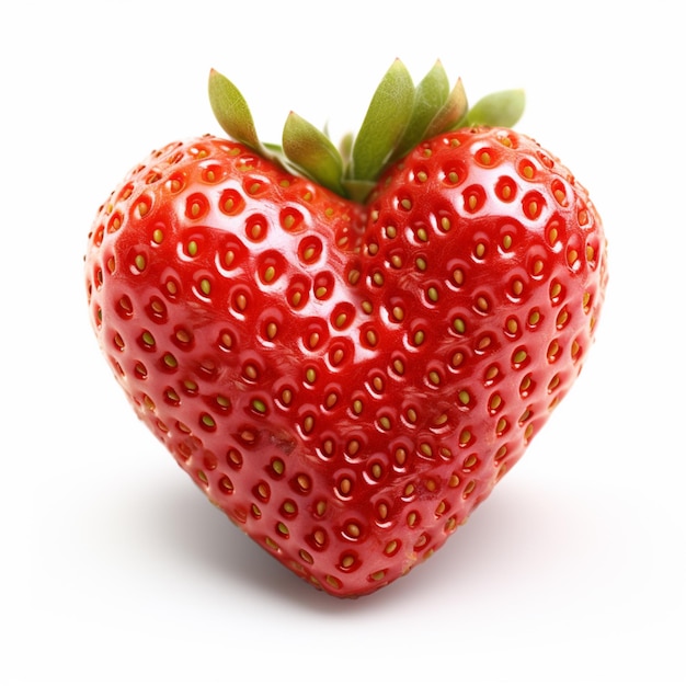 A heart shaped strawberry isolated on a white background