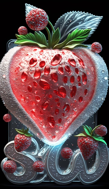 A heart shaped strawberry with a strawberry on it