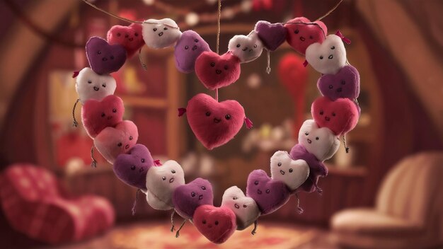 Heart shaped stuffed toys garland