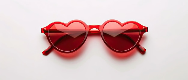 Photo heart shaped sunglasses on white background white background widescreen generate ai