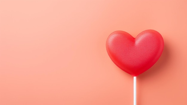 Heart shaped tasty red lolly with copy space