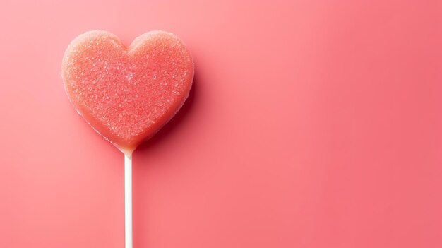 Heart shaped tasty red lolly with copy space