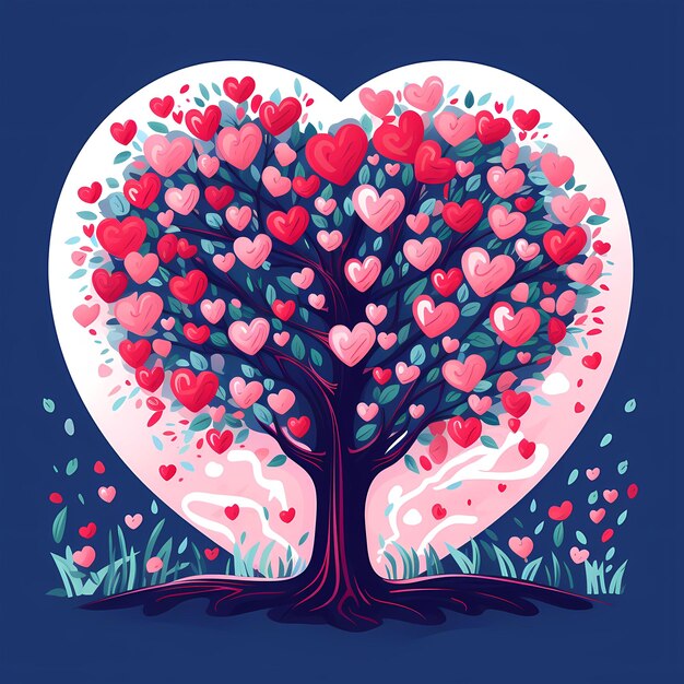 Heart shaped tree with lots of hearts on it Generative AI