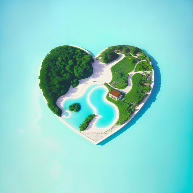 Heart Shaped Tropical Island