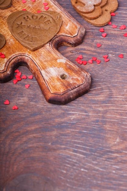 Heart shaped valentine gingerbread.Concept Valentine Day