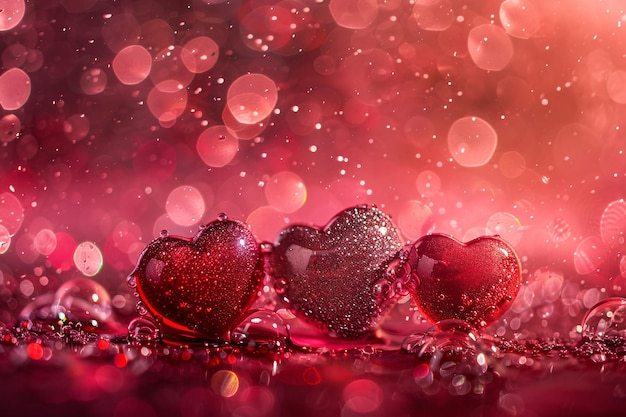 a heart shaped water droplet is surrounded by water dropsValentines Day heartshaped background de