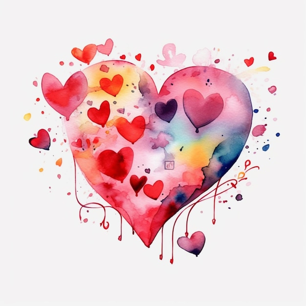 Premium AI Image  A heart shaped watercolor painting of a heart with the  words love on it.