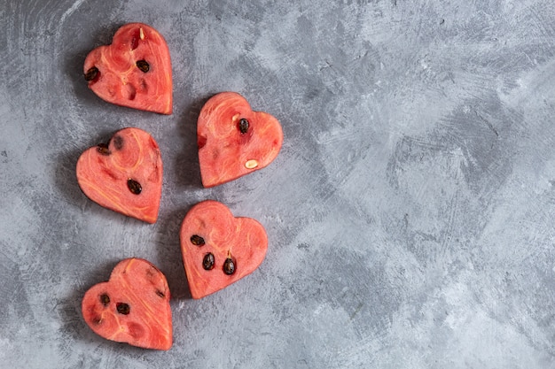 Heart shaped watermelon slices