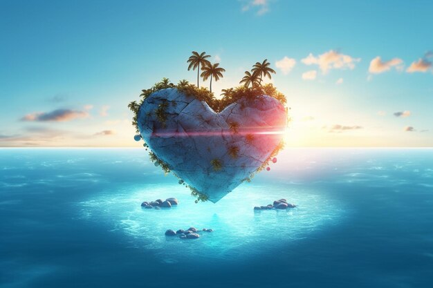 Photo heart shaped waves symbolize love in nature beauty