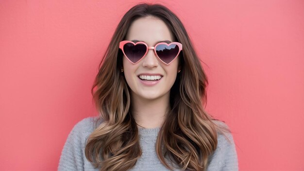 Heart shapes sunglasses and long hair