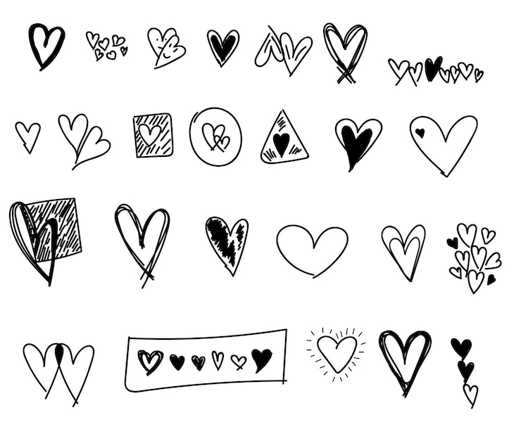 Photo heart shapes on white background