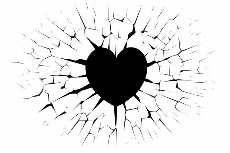 Photo heart shattering black silhouette
