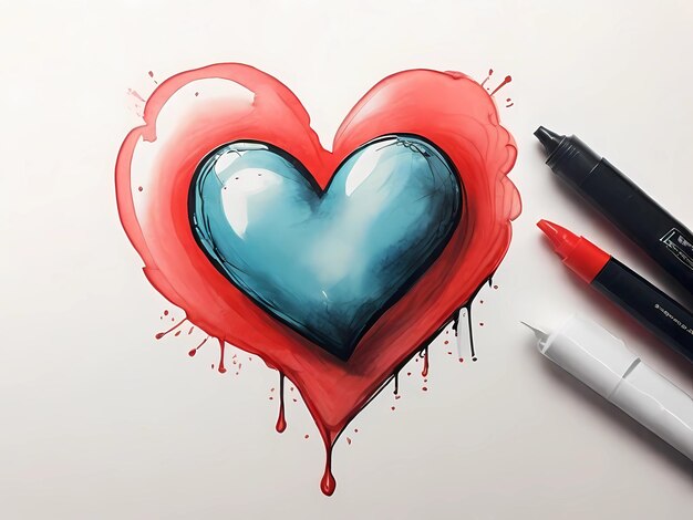 Heart sign isolated drawing