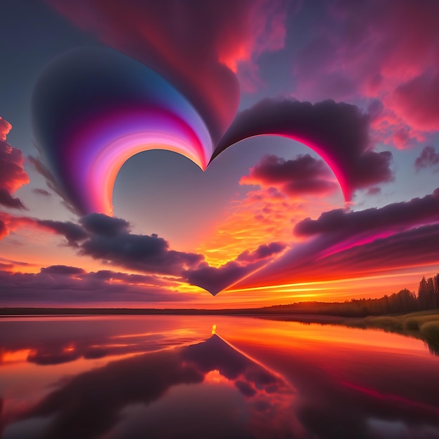 heart of the sky Beautiful sunset clouds into the shape of a heart Dawn colors