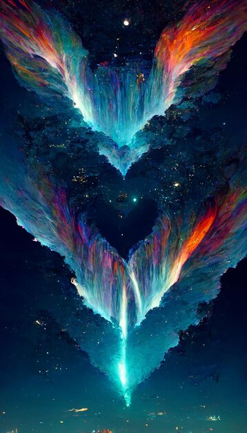 Heart in the sky by the waterfall