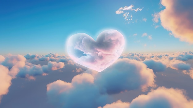 A heart in the sky with clouds