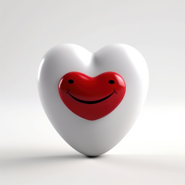 A heart smiling very minimal 3D white background