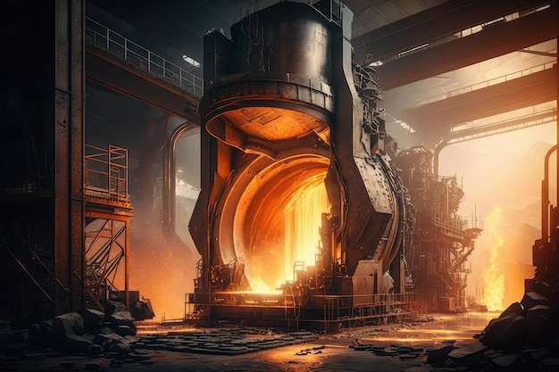 Photo the heart of steel manufacturing modern melting plant in action