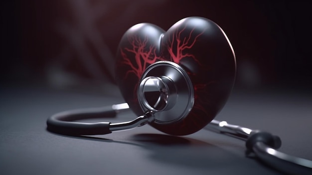 Heart and stethoscope symbolic duo for medical care and wellbeing