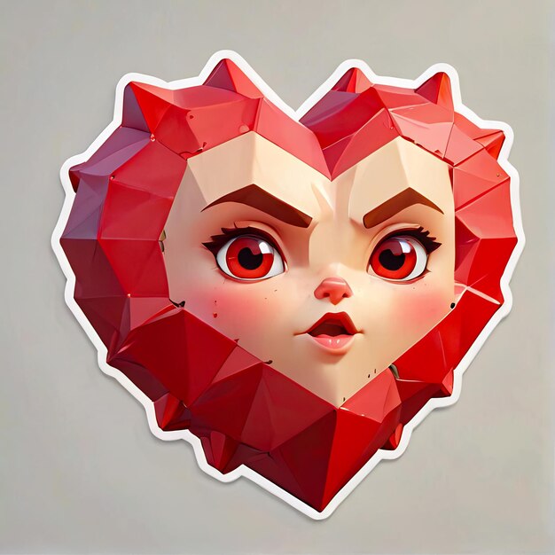 Photo heart stickers 3d cartoon character 3d sticker with heart