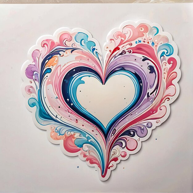 Photo heart stickers 3d heart character