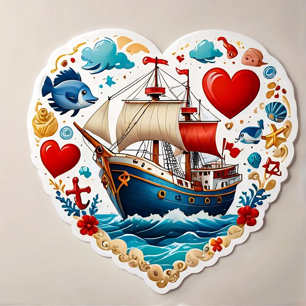 Photo heart stickers 3d heart character