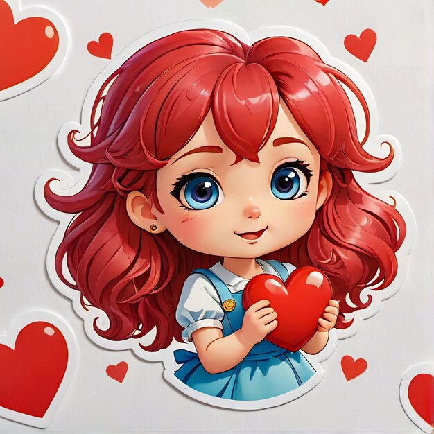 heart stickers cartoon character 3d sticker with heart