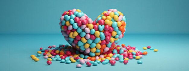 Heart surrounded by candy balls generative AI