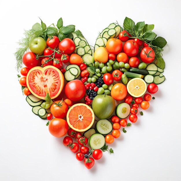 写真 新鮮な野菜の心のシンボル 健康的な食事ダイエットコンセプト