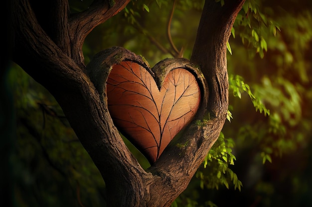 Heart symbol on the tree