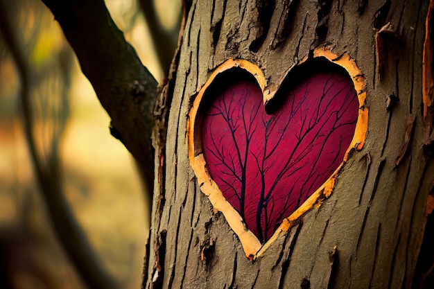 Foto simbolo del cuore sull'albero