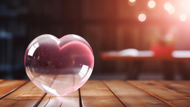 Heart on a table with a blurred background A place for lovers