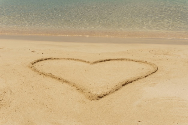 Heart texture drawn on sand