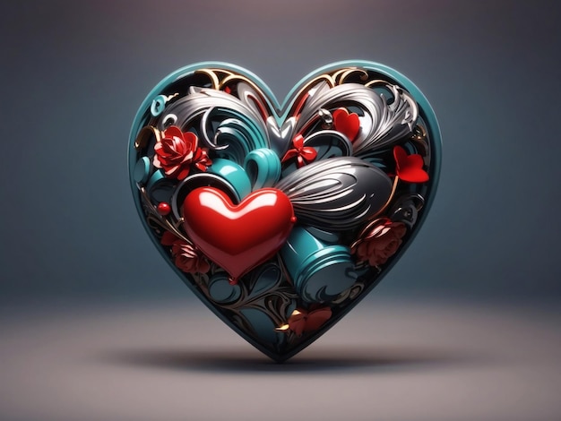 Photo a heart that has a red heart with a blue and white design