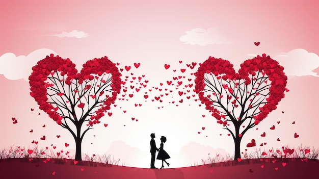 heart tree with couple under the night skysurreal love concept artwork imagination