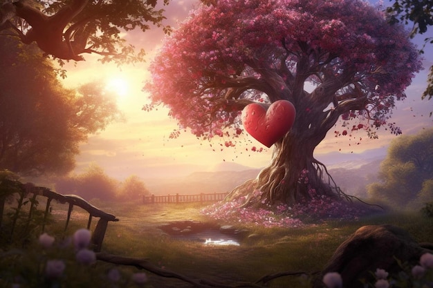 a heart in the tree with a heart in the middle.