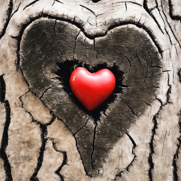 heart on the treewooden heart on a tree