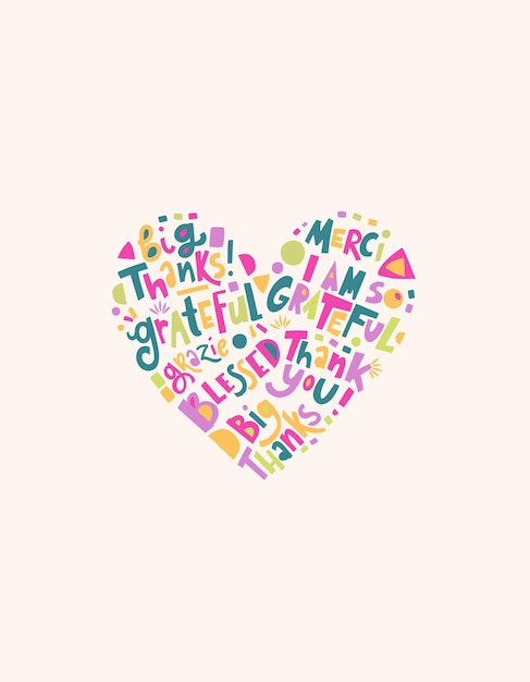 Heart Typography Colorful Playful White Background