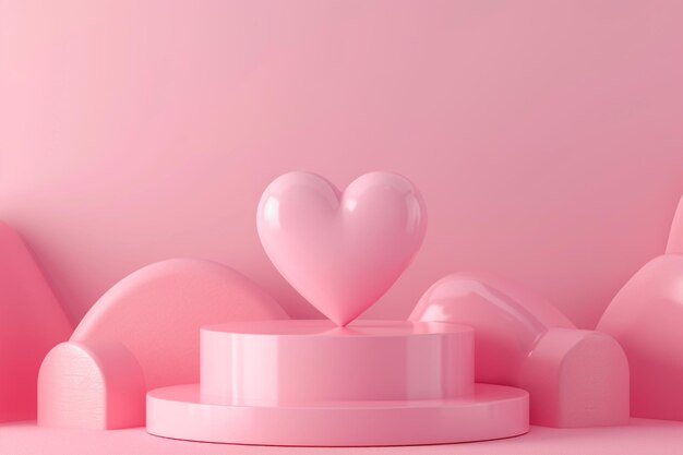 Heart in Valentine Day concept in 3D illustration style on a colorful background