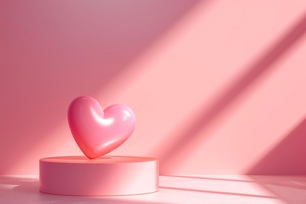 Heart in Valentine Day concept in 3D illustration style on a colorful background