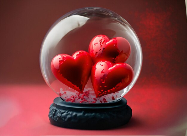 heart for valentine day enclosd in glass globe