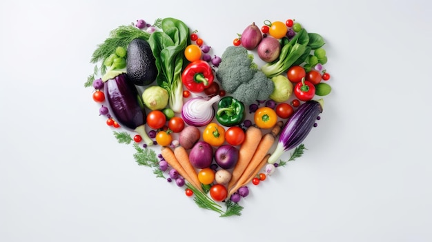 A heart of vegetables with the word " heart " on it