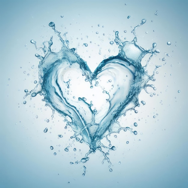 heart of water splash on simple background