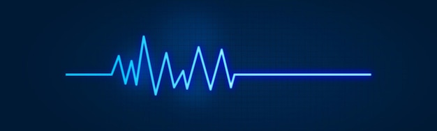 Heart wave line neon light isolated black background