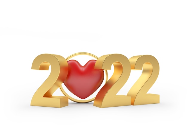 Heart in a wedding ring with golden number of new year