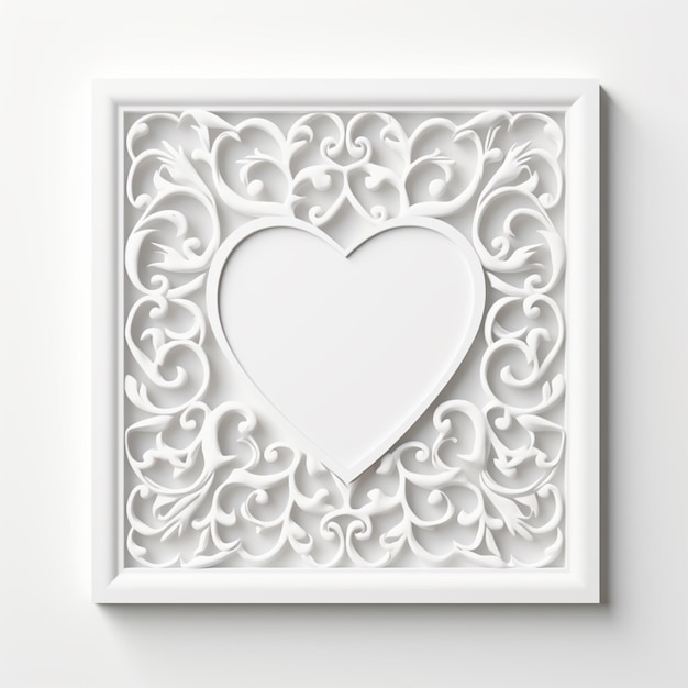 Heart white frame with shadow mockup stock photos Ai generated art