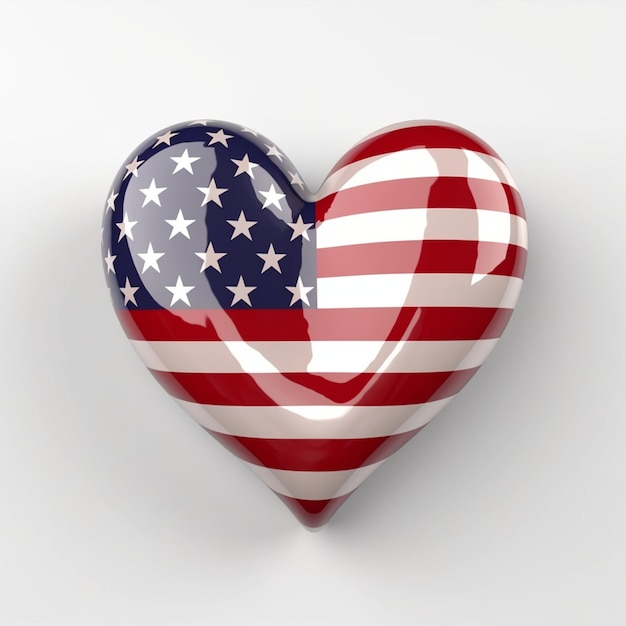 A heart with the american flag on it is in the shape of a flag.